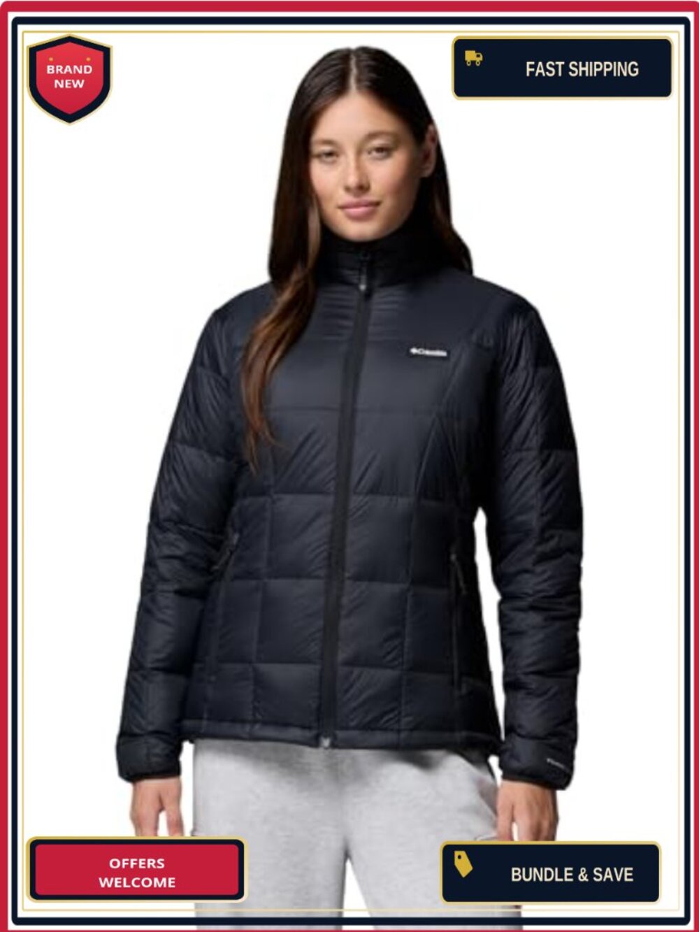 Women's Quilted Down Puffer Jacket Omni-Heat Turbodown Insulated